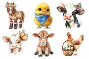 WatercolorCute Farm Clipart, Animals, an Animal Illustration by Designworld (Thumbnail 5 of 7)
