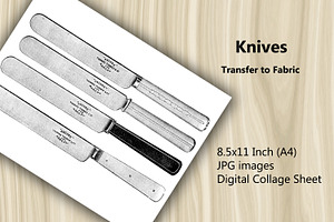 Transfer to Fabric - Knives, a Print Template by Kseniya-Omega