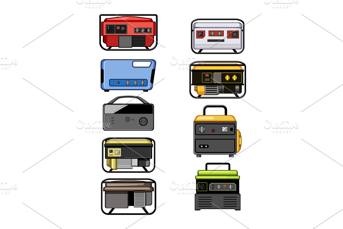 Portable electricity generators, an Illustration by pikepicture