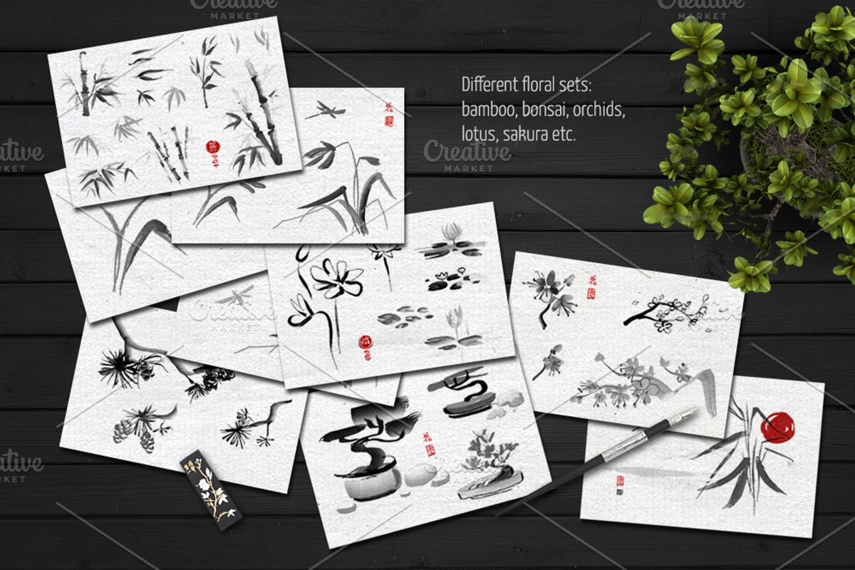 Sumi-e. Japanese ink painting, a Decorative Illustration by Ira Cvetnaya (Photo 5 of 9)