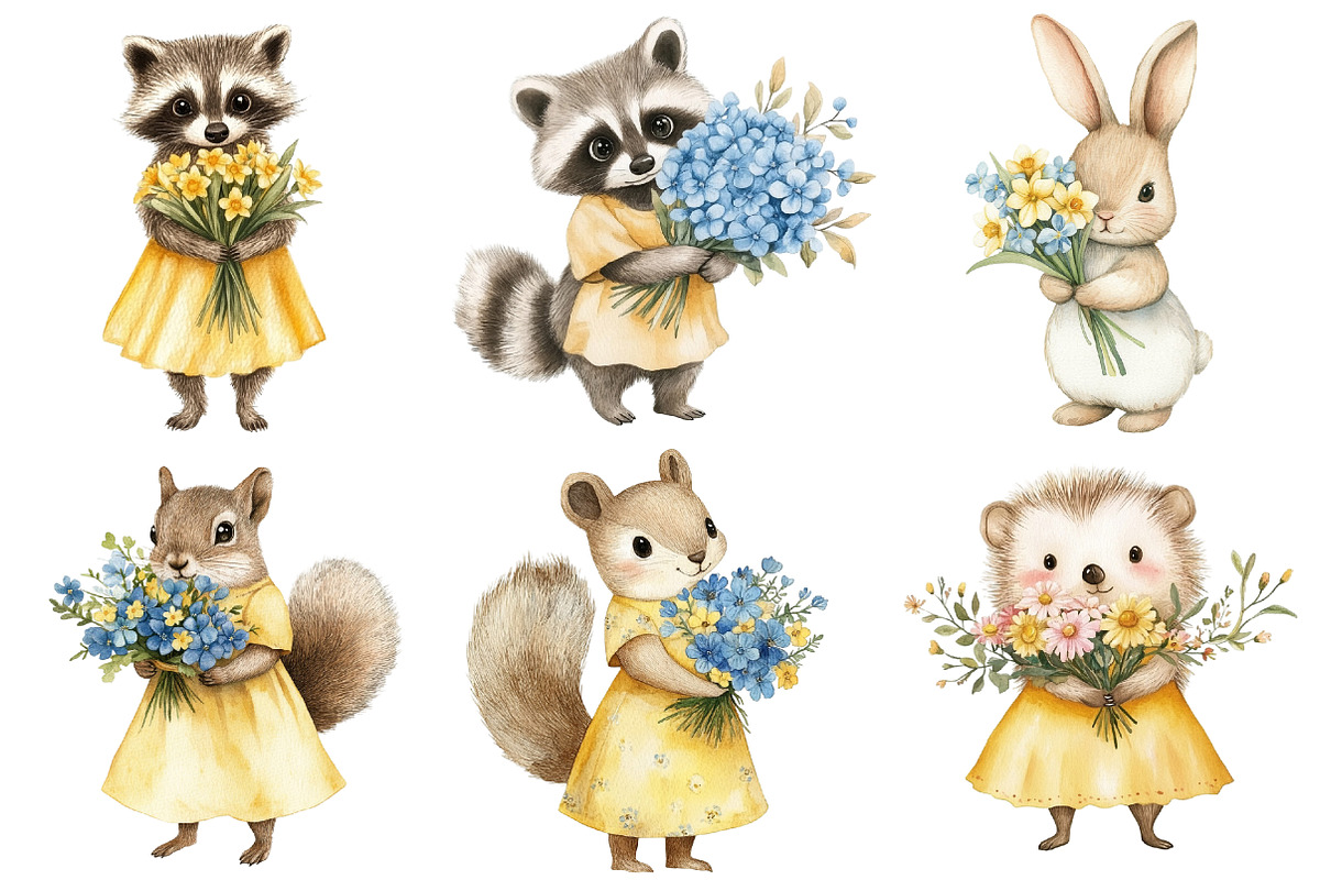 Spring Woodland Animal with Bouquet, an Illustration by CitraGraphics (Photo 2 of 5)