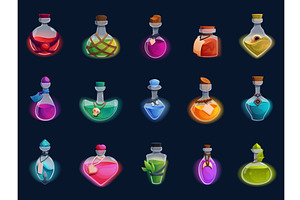 Witch potion glass vials. Game, an Illustration by Valerie Bodnar