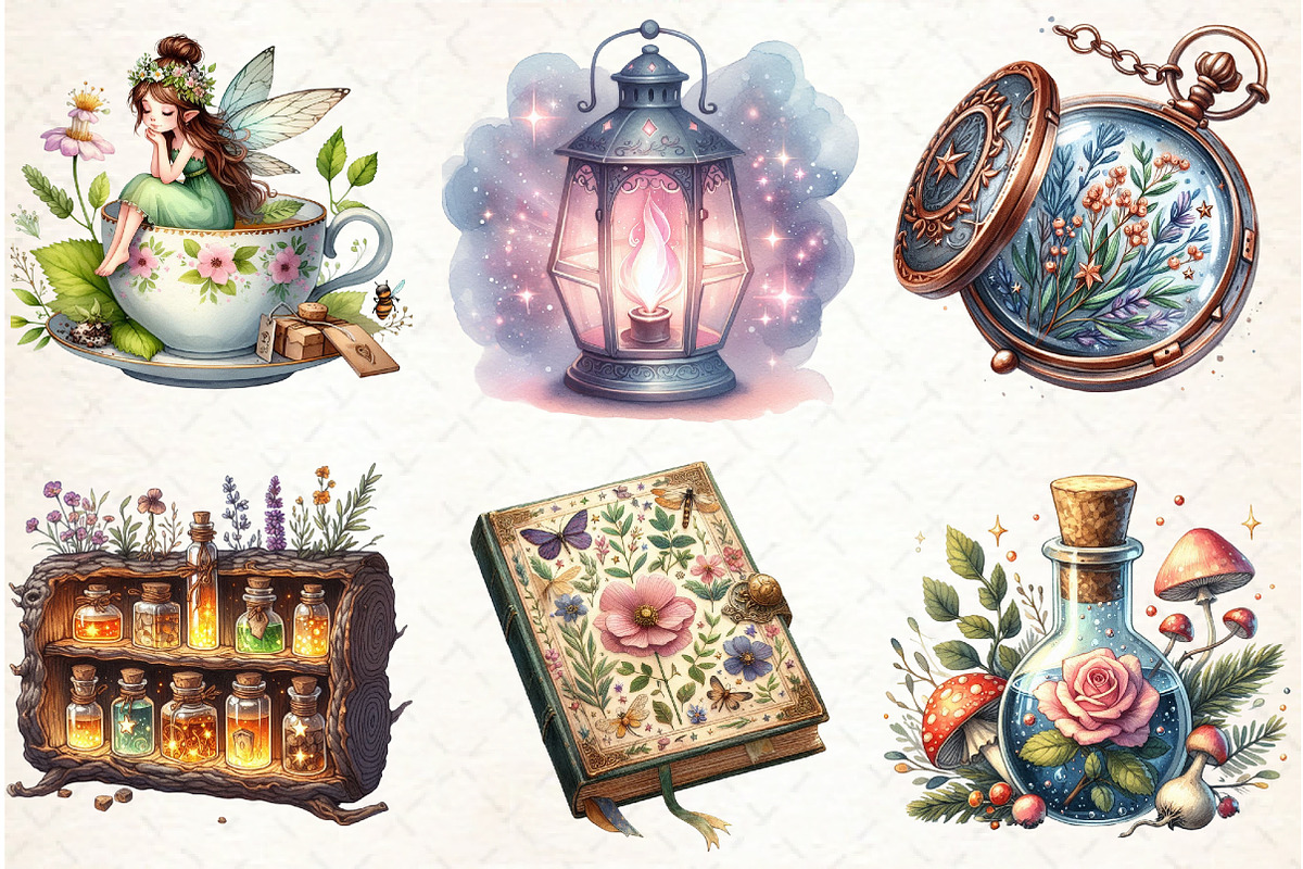Fairy Apothecary Watercolor Clipart, an Illustration by Libby Wishes (Photo 7 of 7)