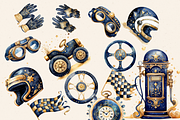 RETRO RACE CAR MINI RACERS CLIPART, a Person Illustration by Daring Digies (Thumbnail 4 of 8)