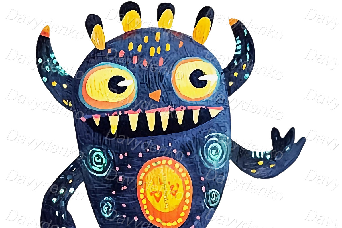 Cartoon monster stickers PNG set, an Animal Illustration by Bubert Art (Photo 4 of 6)