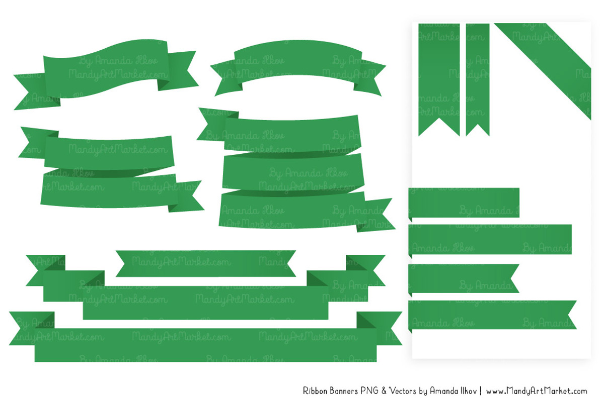 Green Ribbon Banner Clipart, an Illustration by Amanda Ilkov (Photo 4 of 4)