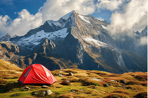 Alpine camping adventure under, a Nature Photo by Ylivdesign