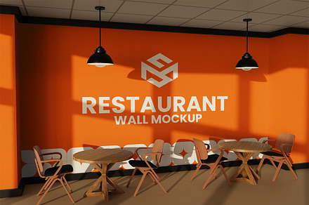Restaurant Wall Mockup, an Advertising Mockup by sweetmaroon.studio