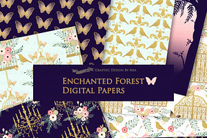 Enchanted Forest Clipart Pattern Set