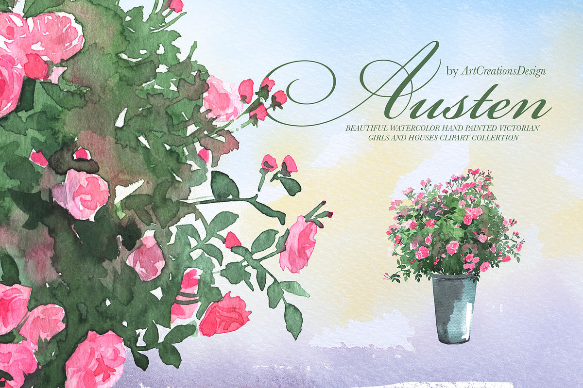 Watercolor Austen Clipart Set, a Person Illustration by ArtCreationsDesign (Photo 18 of 22)