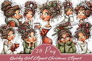 Quirky Girl Clipart Christmas Clipar, an Illustration by Libby Wishes (Thumbnail 1 of 8)
