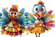 CRAZY TURKEY THANKSGIVING CLIPART, an Animal Illustration by Daring Digies (Thumbnail 3 of 8)