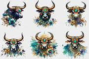Watercolor Highland Cow PNG Clipart, a Seasonal Illustration by Craft Nest (Thumbnail 4 of 6)