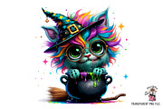 Witch Cat Clipart PNG Bundle, an Illustration by Clipart Bloom (Thumbnail 9 of 14)