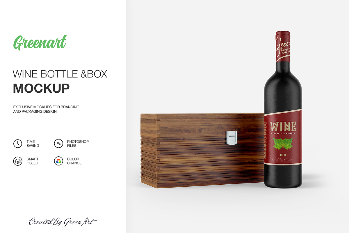 Wine Bottle Width Box, a Product Mockup by Green Art (Photo 2 of 8)