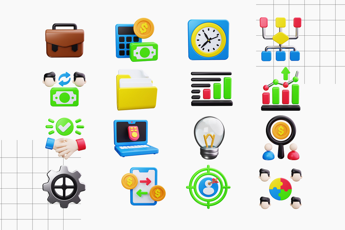 B2B 3D Icons, a Light 3D Model by HacaStudio (Photo 3 of 3)