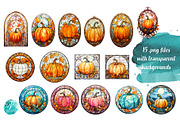 Stained Glass Pumpkins, a Seasonal Illustration by Verdigris Studios (Thumbnail 3 of 3)