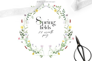 Watercolor Spring Fields Art Set