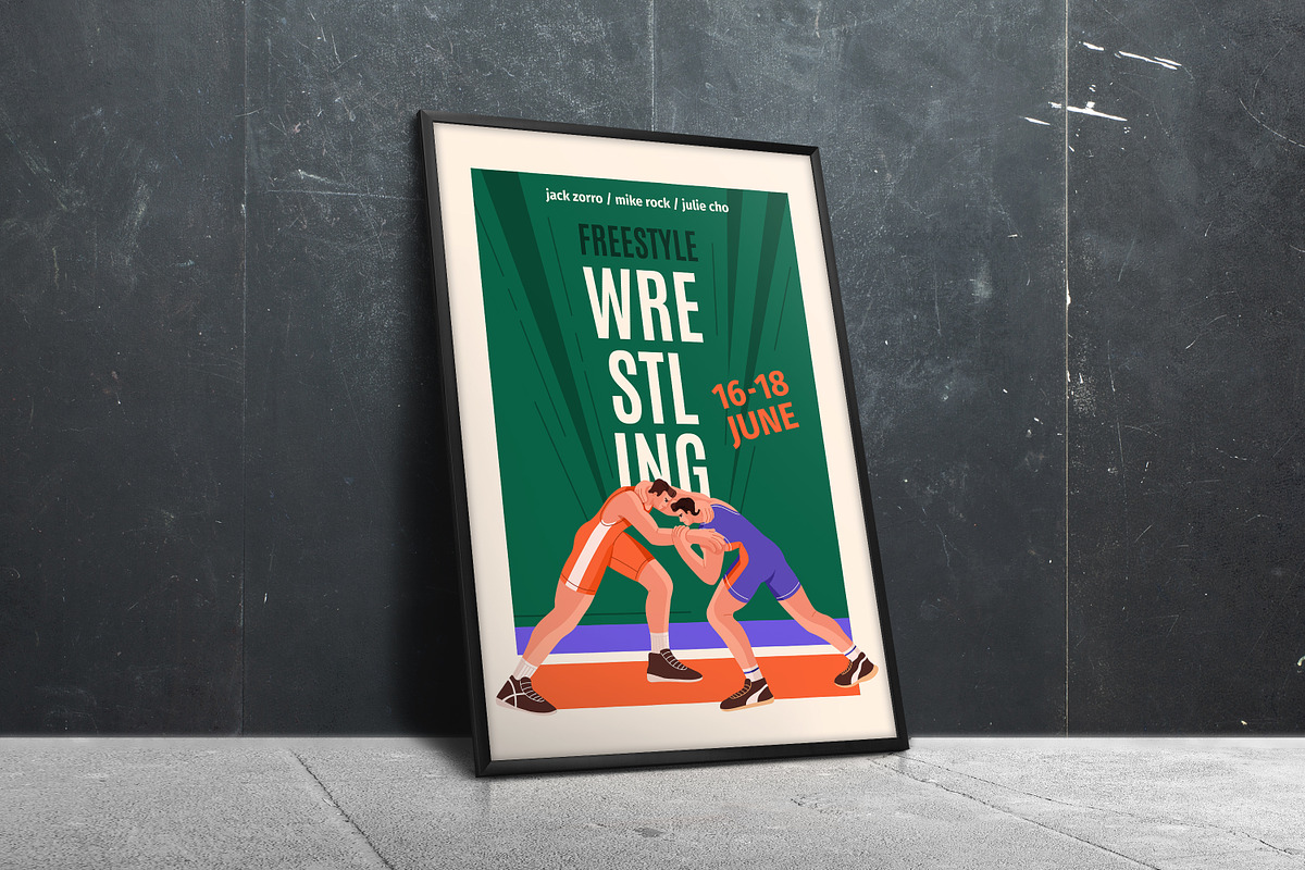 Freestyle wrestling fight posters, a Sport Illustration by PaperTrident (Photo 5 of 7)