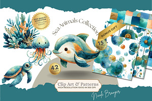 Sea Animals Clip Art Bundle