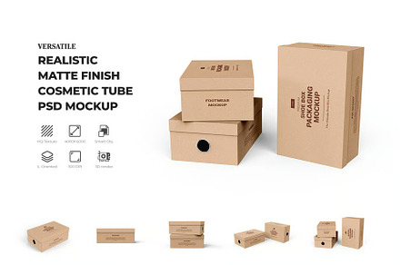Kraft shoe box mockup, a Packaging Mockup by zphotographystudio