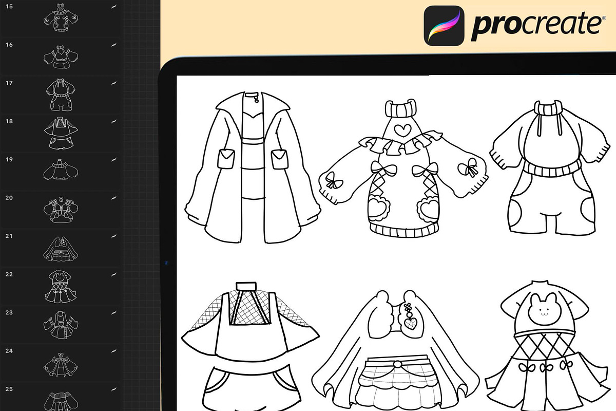 60 Procreate Clothes Costumes Stamp, a Brush Add-On by DrawingStoryShop (Photo 3 of 8)