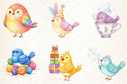 Quirky Whimsical Birds Clipart, an Illustration by Libby Wishes (Thumbnail 4 of 7)
