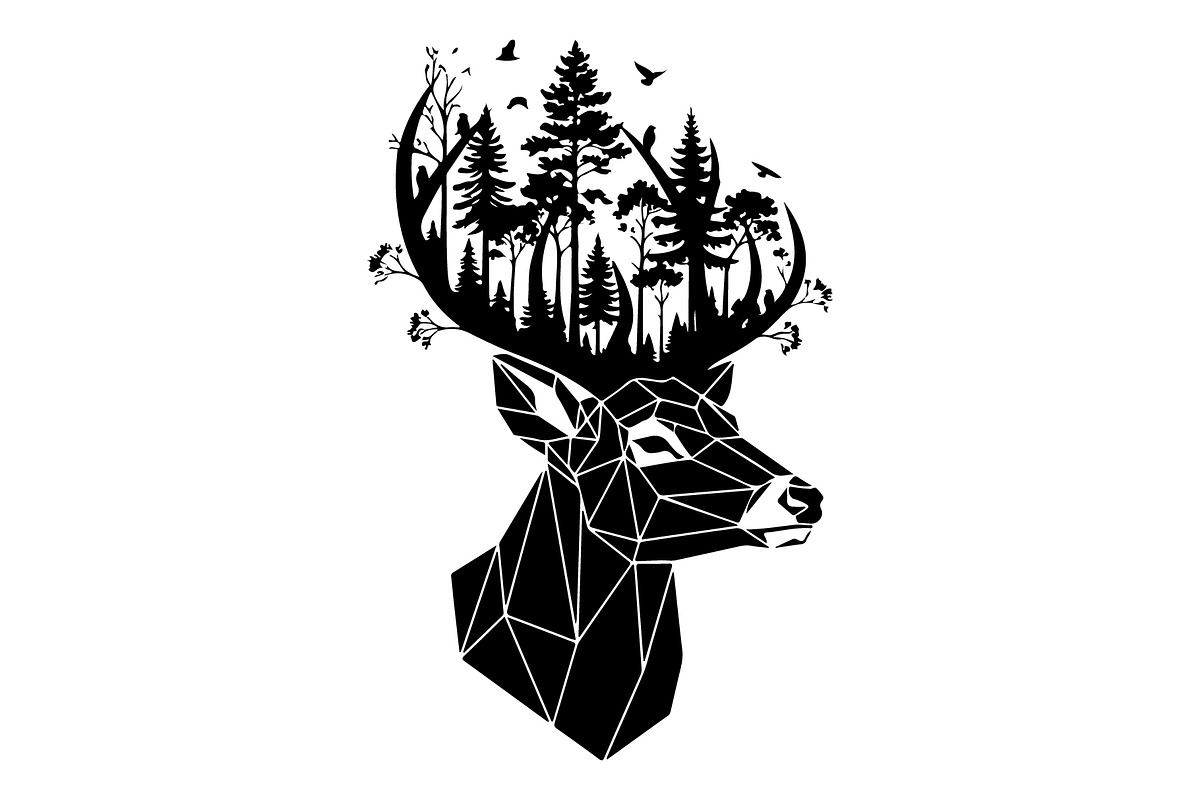 Deer Antler Silhouette Bundle, an Object Illustration by yasushie (Photo 31 of 31)
