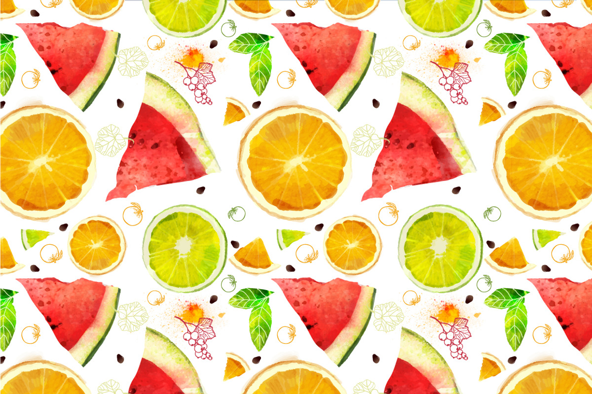 Vector watercolor juicy fruit, a Pattern Graphic by Vikpit (Photo 4 of 6)