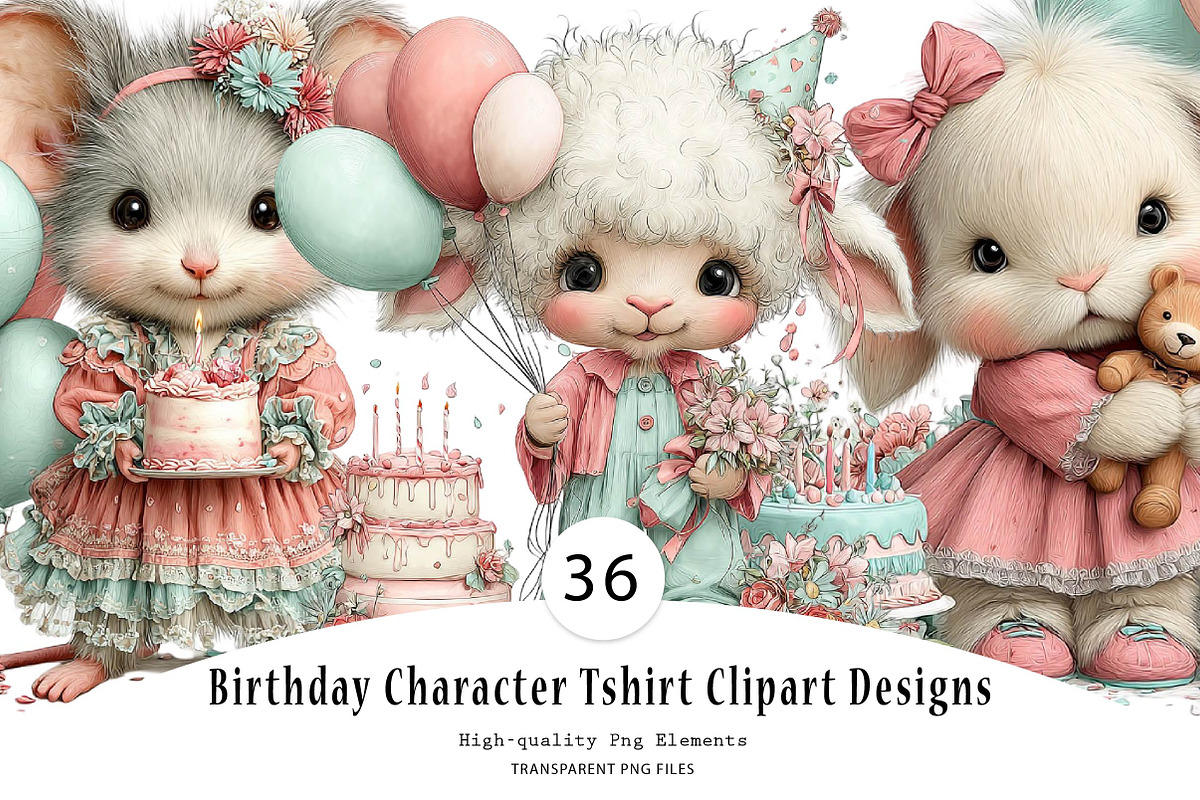 Birthday Character Tshirt Clipart, a Seasonal Illustration by CreationArt (Photo 1 of 5)