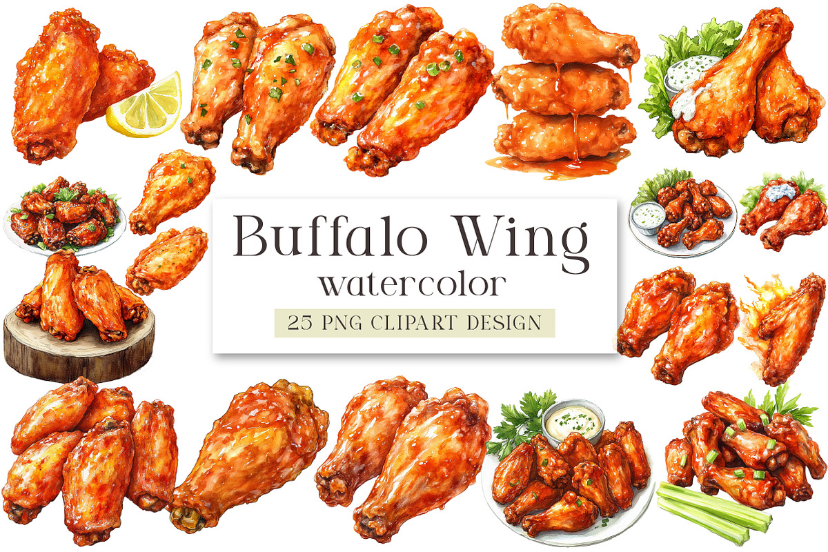 Buffalo Wing Clipart, an Illustration by DreamArtGraphic (Photo 1 of 4)