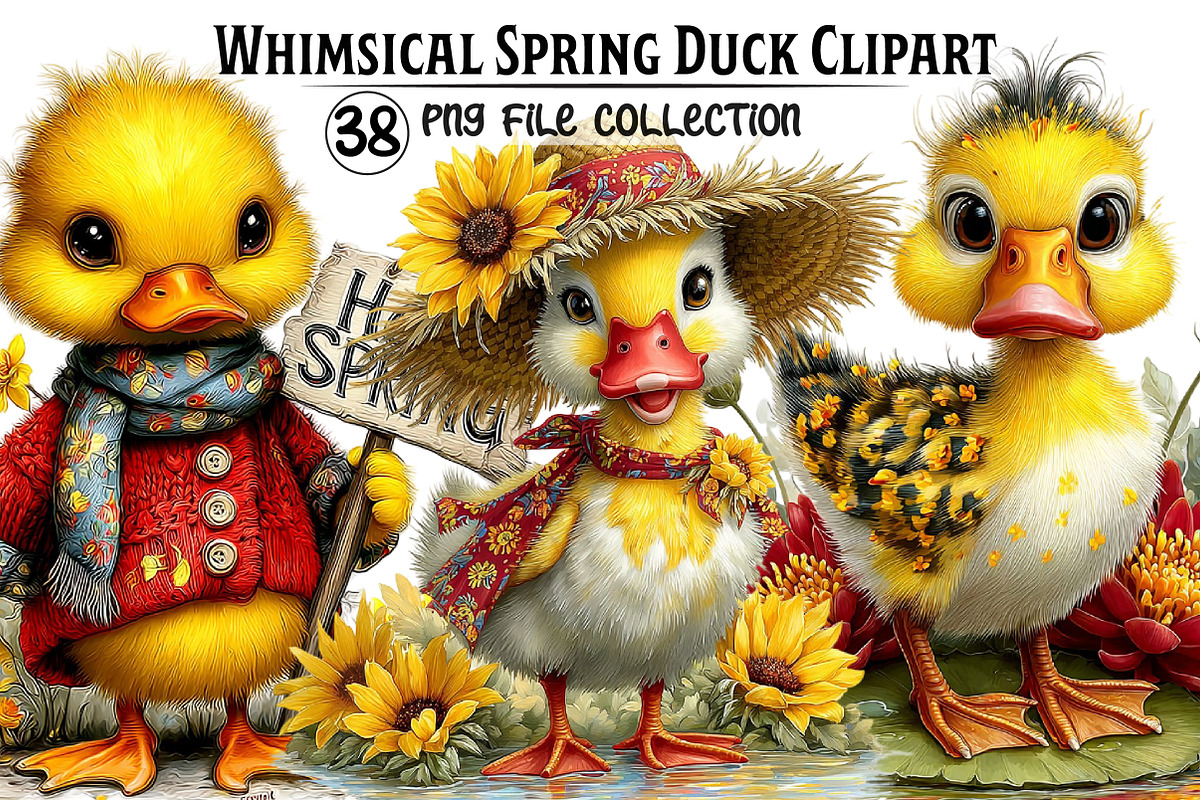 Whimsical Spring Duck Clipart, an Illustration by Dream Creation (Photo 1 of 5)