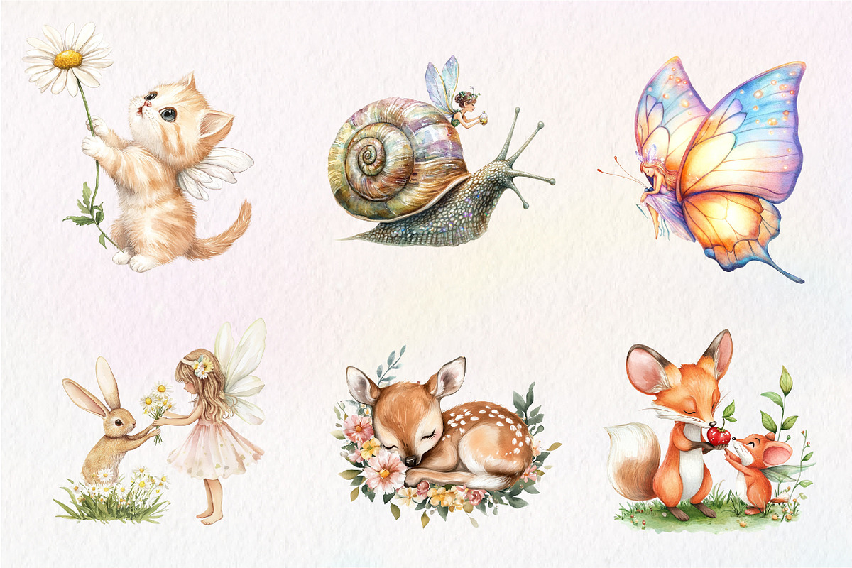 Watercolor Garden Fairies Floral, an Illustration by CreationArt (Photo 6 of 9)