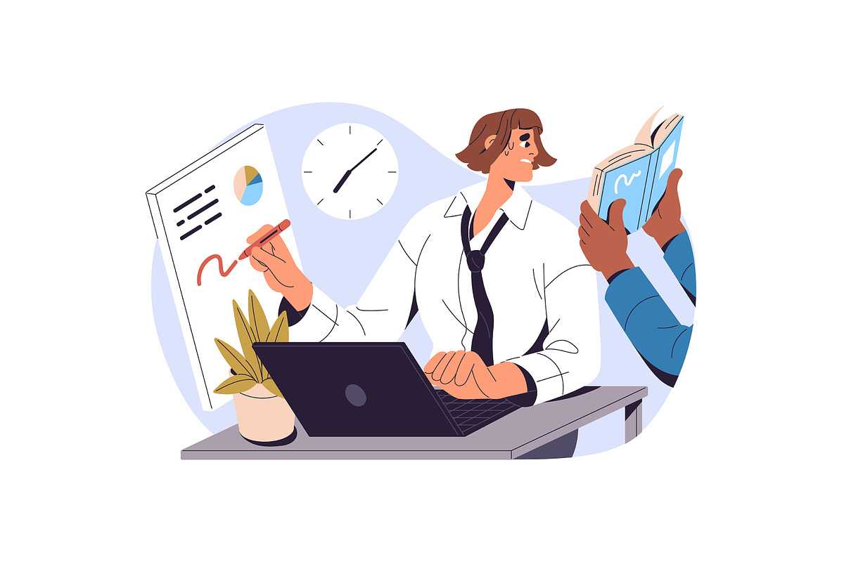 People focused, concentrated at work, a Person Illustration by PaperTrident (Photo 9 of 13)