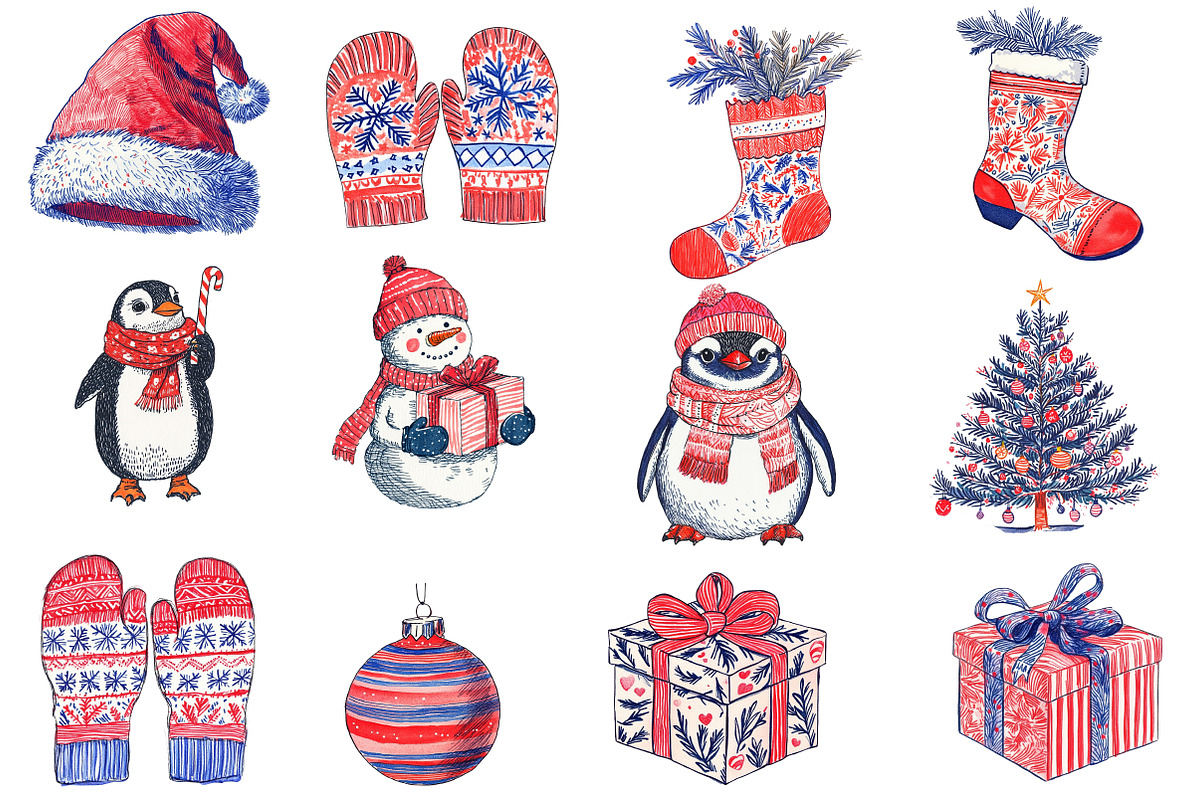 Handdrawn Christmas Clipart, an Illustration by Designworld (Photo 2 of 5)