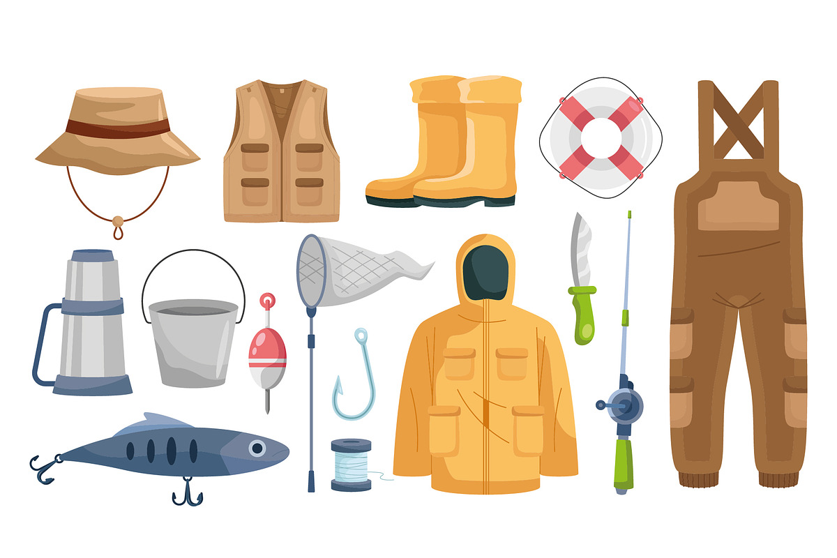 Fishing Gear Illustration Set