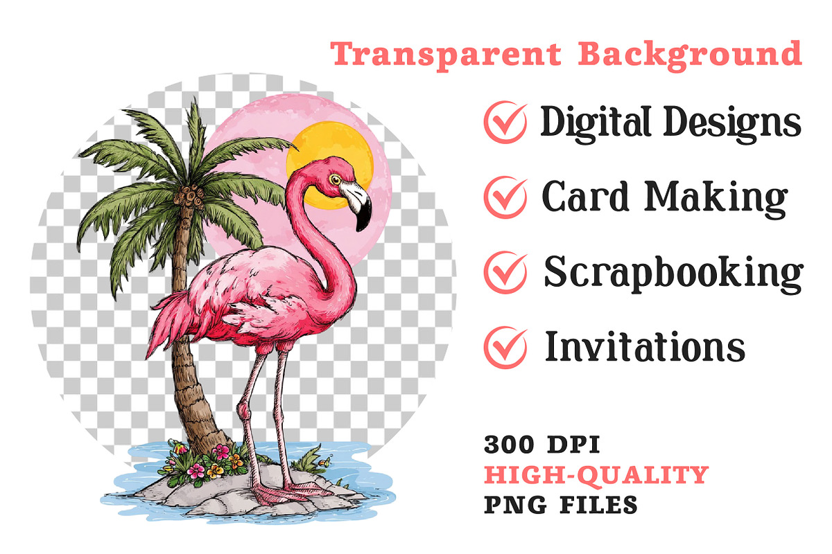 Watercolor Summer Flamingo Clipart, an Illustration by Dream Creation (Photo 7 of 7)