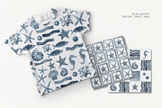 Indigo Sea Marine Watercolor Pattern, an Animal Illustration by YarovaArt (Thumbnail 8 of 12)