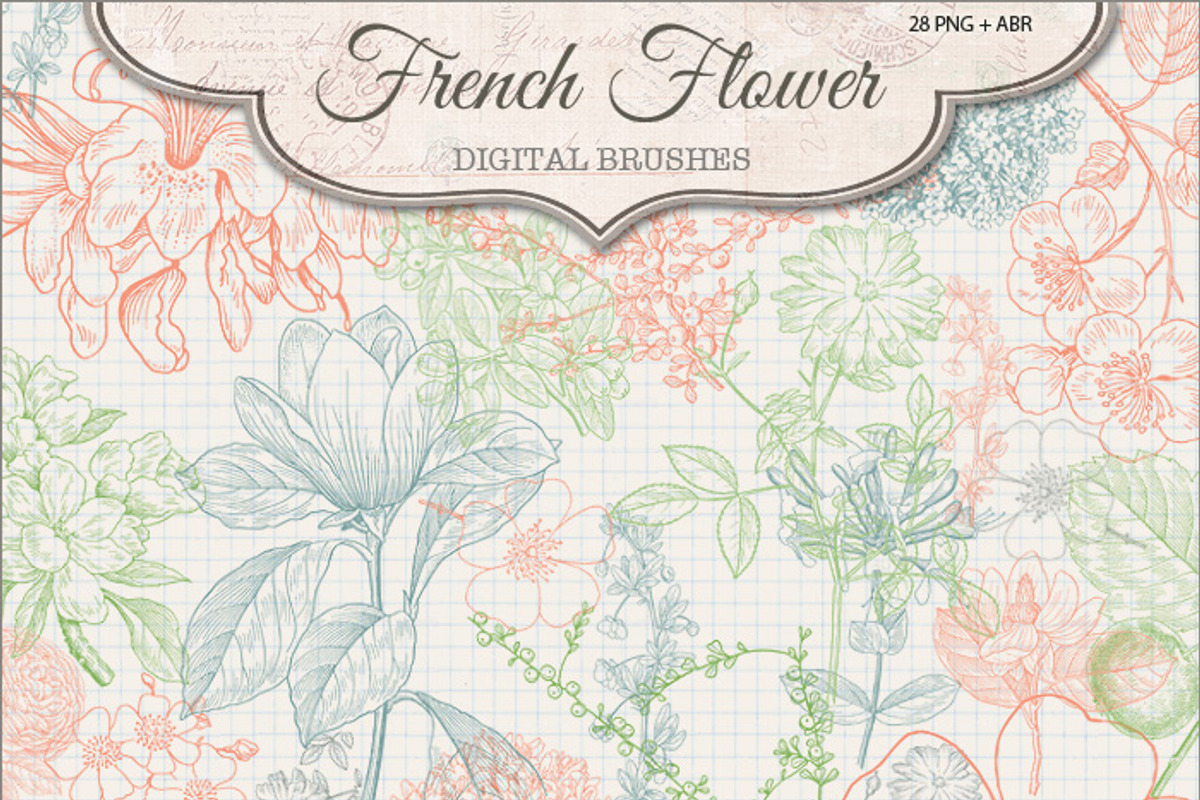French Flower Brushes 2, a Brush Add-On by Jodie Lee Studio