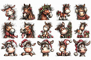 Funny Christmas Horses Clipart, an Illustration by Libby Wishes (Thumbnail 2 of 7)