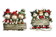 Whimsical Christmas Cats Clipart, an Illustration by Designworld (Thumbnail 4 of 5)