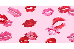 Floating lip prints with lipstick, a Texture Illustration by art PVP - market