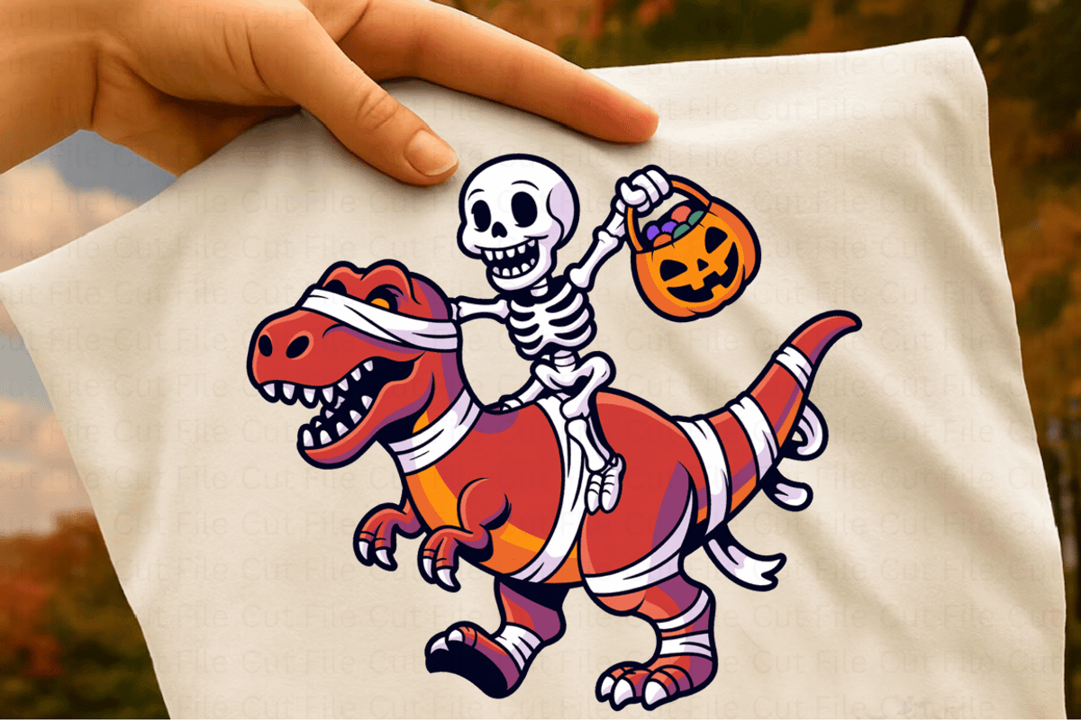 Skeleton Dinosaur T-Rex Halloween PN, a Graphic by Cut File (Photo 5 of 5)
