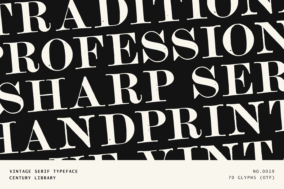 Vintage Hand-Printed Serif Typeface, a Serif Font by Century Library (Photo 1 of 5)