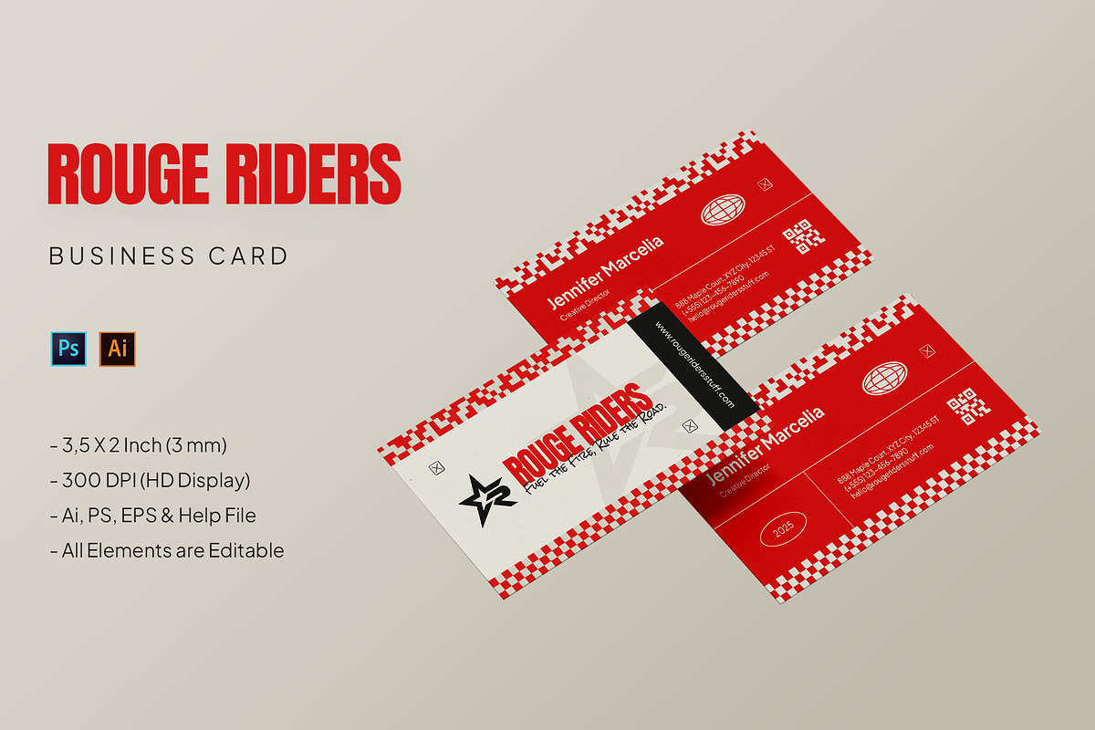 Rouge Riders - Business Card, a Business Card Template by StreaksideStd (Photo 1 of 3)