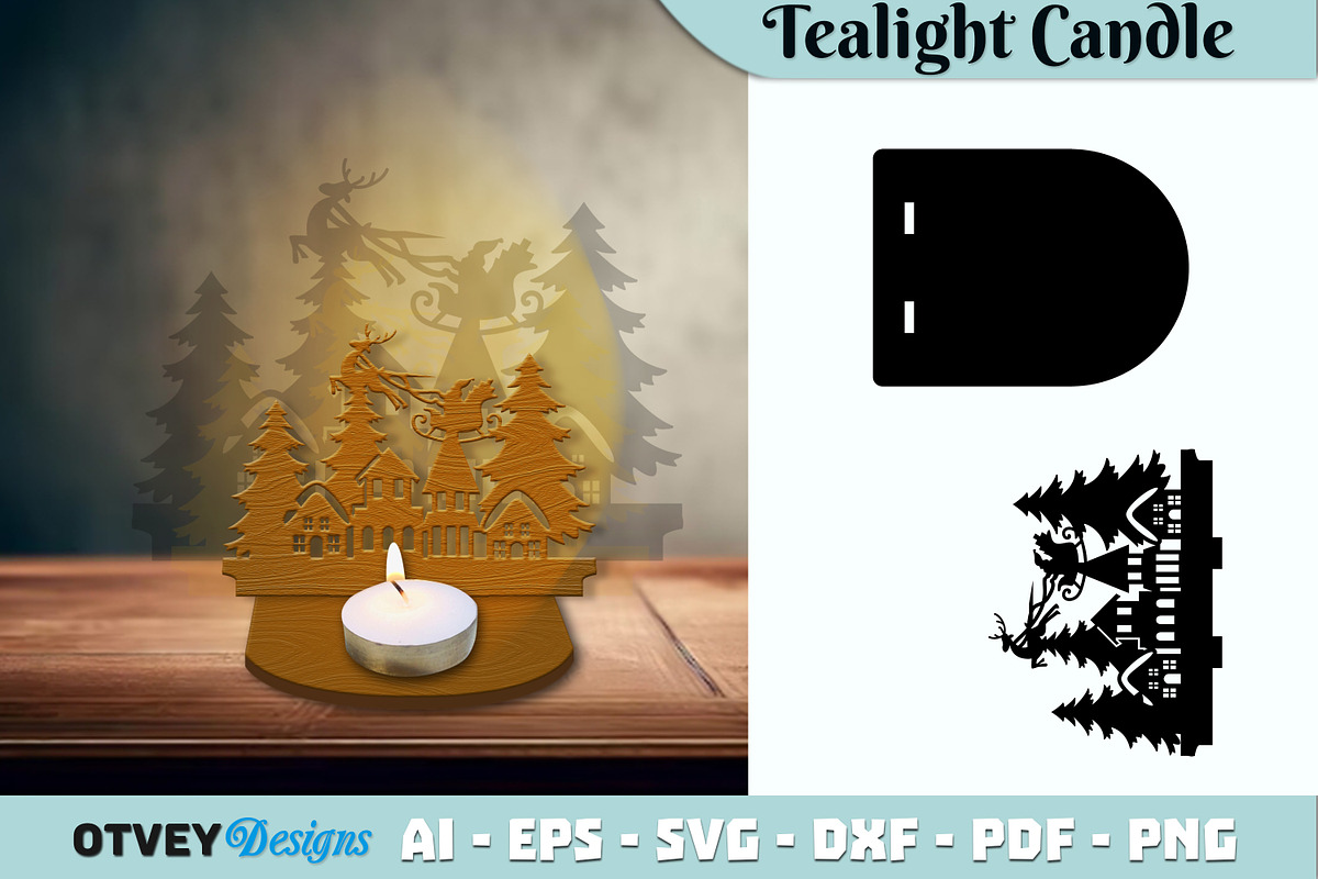 Christmas Scene Tealight Candle, a Decorative Illustration by OTVEY DESIGN (Photo 6 of 13)
