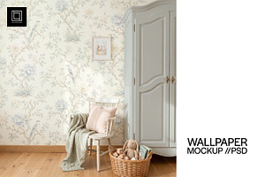 Vintage Nursery Wallpaper Mockup PSD