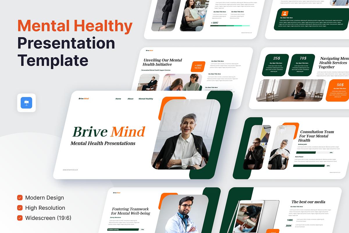 BriveMind - Mental Health Keynote, a Presentation Template by SquidPixey (Photo 1 of 6)