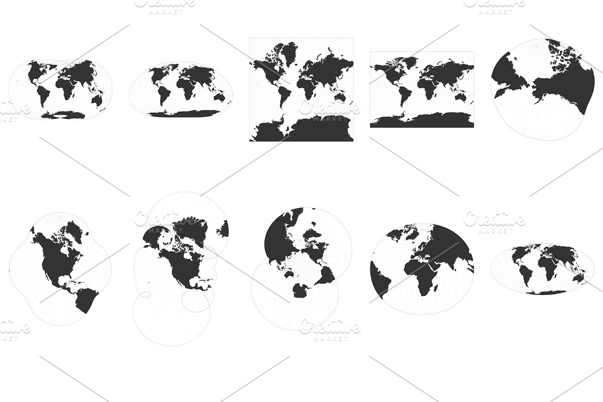 100 World Projections Vector Set, an Education Illustration by Eugene Ga (Photo 4 of 7)
