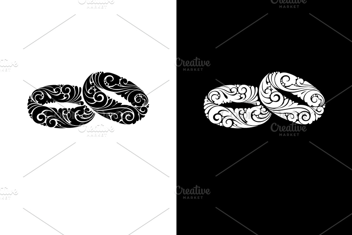 Ornate Calligraphic Couple of Rings, a Decorative Illustration by Color and Decor (Photo 2 of 3)